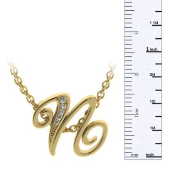 Letter N Diamond Initial Necklace In Yellow Gold With 6 Diamonds