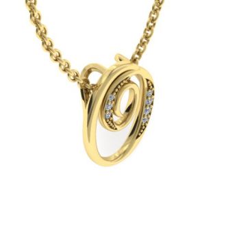 Letter O Diamond Initial Necklace In Yellow Gold With 6 Diamonds