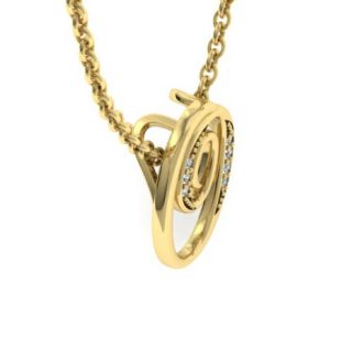 Letter O Diamond Initial Necklace In Yellow Gold With 6 Diamonds