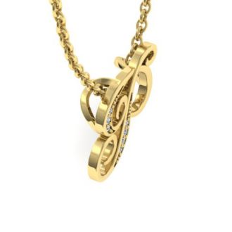 Letter P Diamond Initial Necklace In Yellow Gold With 6 Diamonds