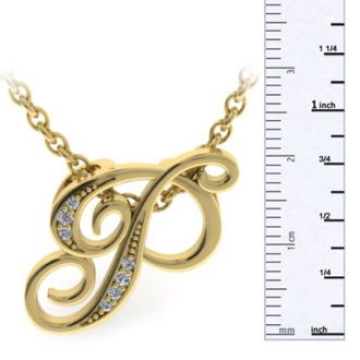 Letter P Diamond Initial Necklace In Yellow Gold With 6 Diamonds