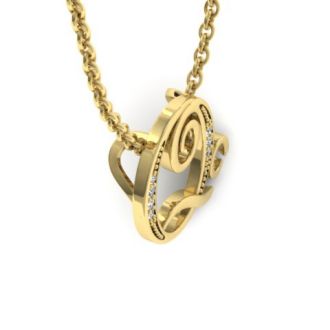 Letter Q Diamond Initial Necklace In Yellow Gold With 6 Diamonds