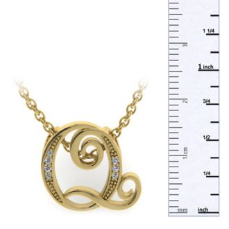 Letter Q Diamond Initial Necklace In Yellow Gold With 6 Diamonds
