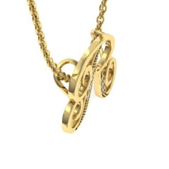 Letter R Diamond Initial Necklace In Yellow Gold With 6 Diamonds