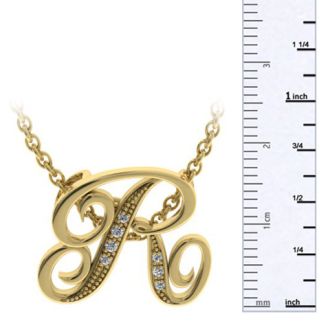 Letter R Diamond Initial Necklace In Yellow Gold With 6 Diamonds