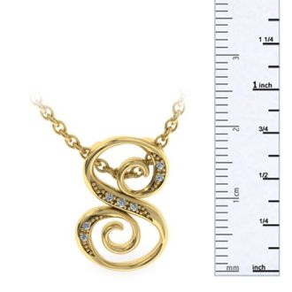 Letter S Diamond Initial Necklace In Yellow Gold With 6 Diamonds