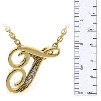 Letter T Diamond Initial Necklace In Yellow Gold With 6 Diamonds