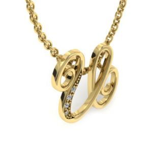 Letter U Diamond Initial Necklace In Yellow Gold With 6 Diamonds