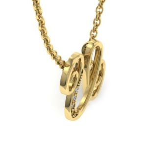 Letter U Diamond Initial Necklace In Yellow Gold With 6 Diamonds
