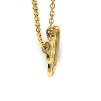 Letter U Diamond Initial Necklace In Yellow Gold With 6 Diamonds