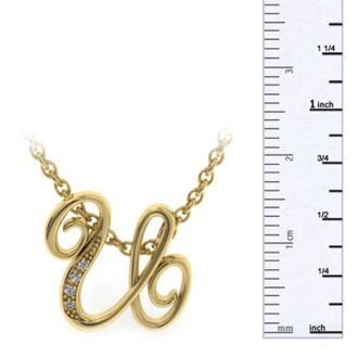 Letter U Diamond Initial Necklace In Yellow Gold With 6 Diamonds