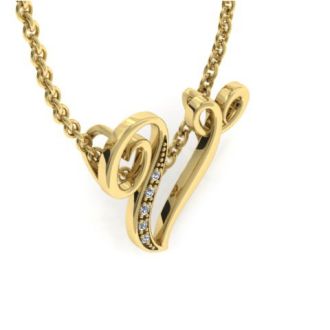 Initial Necklace | V Initial Necklace | Yellow Gold Serif V Initial ...