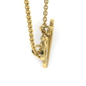 Letter V Diamond Initial Necklace In Yellow Gold With 6 Diamonds
