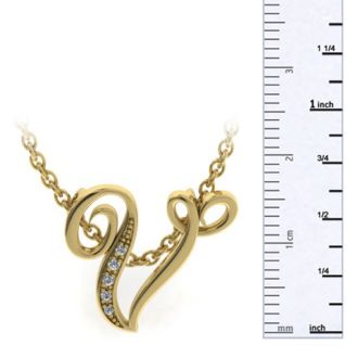 Letter V Diamond Initial Necklace In Yellow Gold With 6 Diamonds