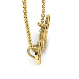 Letter W Diamond Initial Necklace In Yellow Gold With 6 Diamonds