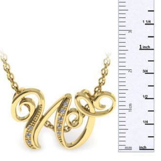 Letter W Diamond Initial Necklace In Yellow Gold With 6 Diamonds