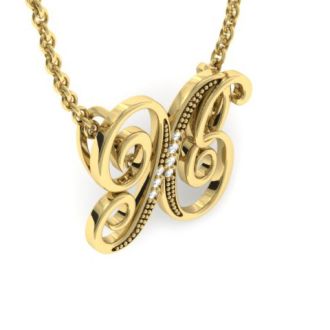 Letter X Diamond Initial Necklace In Yellow Gold With 6 Diamonds