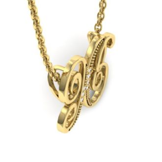 Letter X Diamond Initial Necklace In Yellow Gold With 6 Diamonds