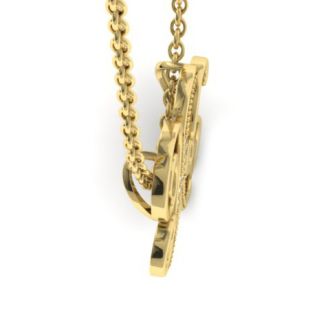 Letter X Diamond Initial Necklace In Yellow Gold With 6 Diamonds