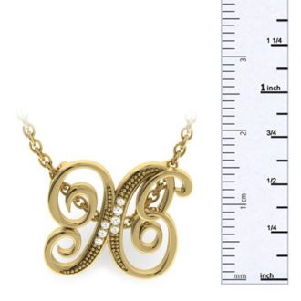 Letter X Diamond Initial Necklace In Yellow Gold With 6 Diamonds