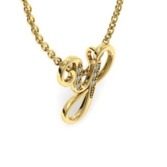 Letter Y Diamond Initial Necklace In Yellow Gold With 6 Diamonds