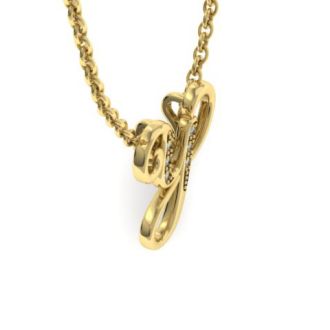 Letter Y Diamond Initial Necklace In Yellow Gold With 6 Diamonds