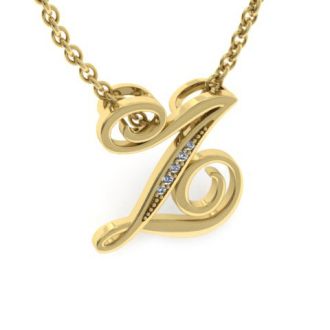 Letter Z Diamond Initial Necklace In Yellow Gold With 6 Diamonds