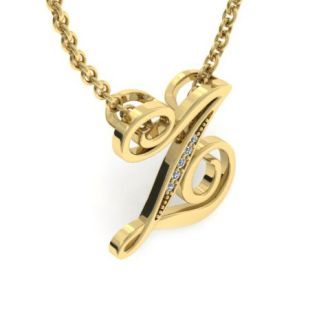 Letter Z Diamond Initial Necklace In Yellow Gold With 6 Diamonds