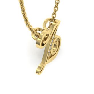 Letter Z Diamond Initial Necklace In Yellow Gold With 6 Diamonds