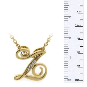 Letter Z Diamond Initial Necklace In Yellow Gold With 6 Diamonds