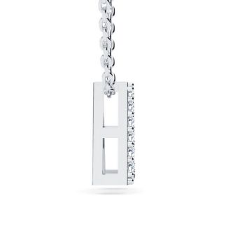 Letter A Diamond Initial Necklace In 14K White Gold With 13 Diamonds