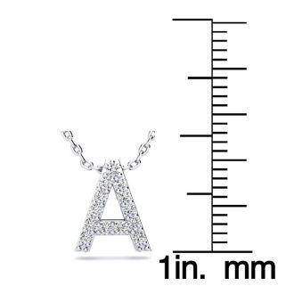 Letter A Diamond Initial Necklace In 14K White Gold With 13 Diamonds