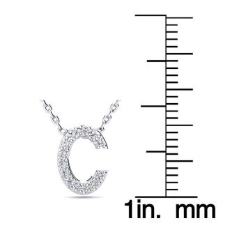 Letter C Diamond Initial Necklace In 14K White Gold With 13 Diamonds