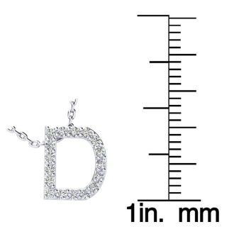 Letter D Diamond Initial Necklace In 14K White Gold With 13 Diamonds