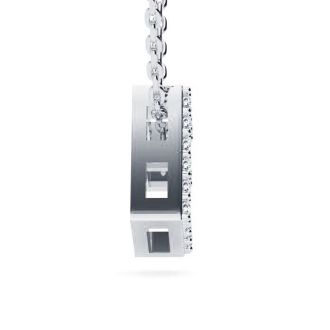 Letter E Diamond Initial Necklace In 14K White Gold With 13 Diamonds