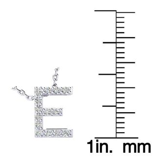 Letter E Diamond Initial Necklace In 14K White Gold With 13 Diamonds