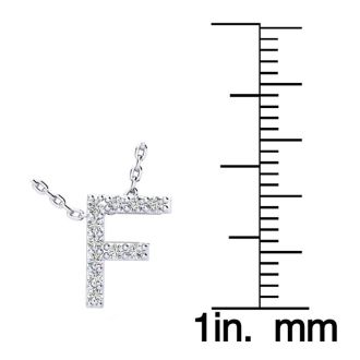 Letter F Diamond Initial Necklace In 14K White Gold With 13 Diamonds