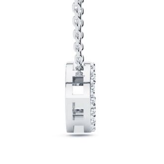 Letter G Diamond Initial Necklace In 14K White Gold With 13 Diamonds