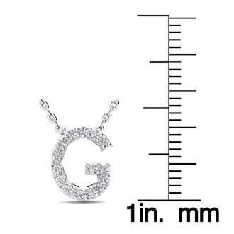 Letter G Diamond Initial Necklace In 14K White Gold With 13 Diamonds