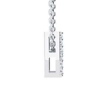 Letter H Diamond Initial Necklace In 14K White Gold With 13 Diamonds