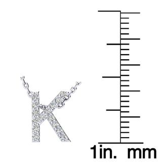 Letter K Diamond Initial Necklace In 14K White Gold With 13 Diamonds