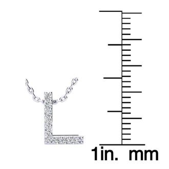 Letter L Diamond Initial Necklace In 14K White Gold With 13 Diamonds