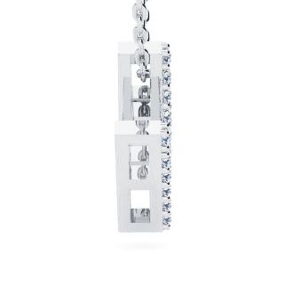 Letter M Diamond Initial Necklace In 14K White Gold With 13 Diamonds