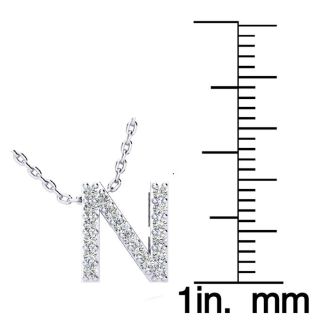 Letter N Diamond Initial Necklace In 14K White Gold With 13 Diamonds