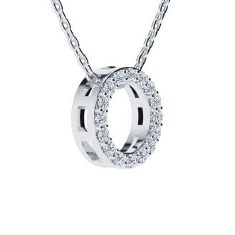 Letter O Diamond Initial Necklace In 14K White Gold With 13 Diamonds