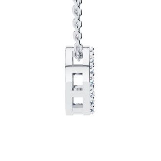 Letter O Diamond Initial Necklace In 14K White Gold With 13 Diamonds