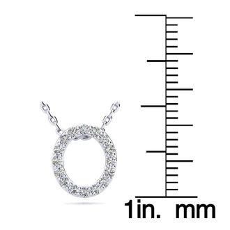 Letter O Diamond Initial Necklace In 14K White Gold With 13 Diamonds