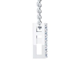Letter P Diamond Initial Necklace In 14K White Gold With 13 Diamonds