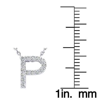 Letter P Diamond Initial Necklace In 14K White Gold With 13 Diamonds