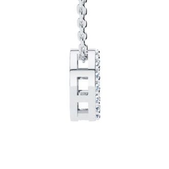 Letter Q Diamond Initial Necklace In 14K White Gold With 13 Diamonds